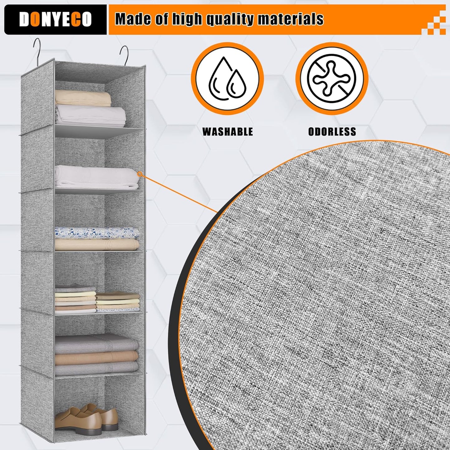 6-Shelf Hanging Storage Closet Organizer, Linen Rv Storage and Organization for Wardrobe, Inside, Camper Accessories, Nursery, Baby Room