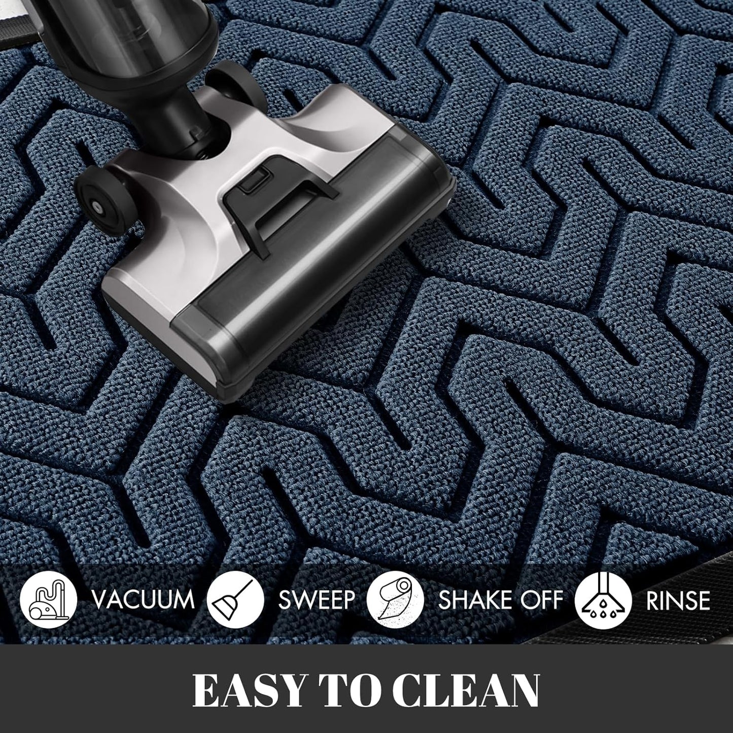 Yimobra Large Door Mat Outside Entrance 47x24, Waterproof Heavy Duty Outdoor Mats for Front Door, Non Slip Rubber Entry Mat for Garage Patio, Easy Clean, Blue