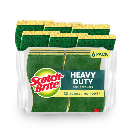 Scotch-Brite Heavy Duty Scrub Sponge, 6 Kitchen Sponges Designed for Tough Messes in the Kitchen