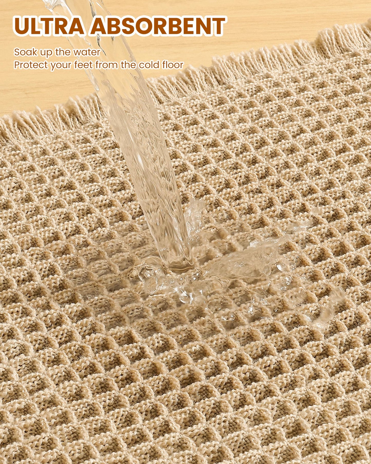 Smiry Waffle Bath Mat 30X20, Extra Soft Absorbent Bathroom Rugs, Brown