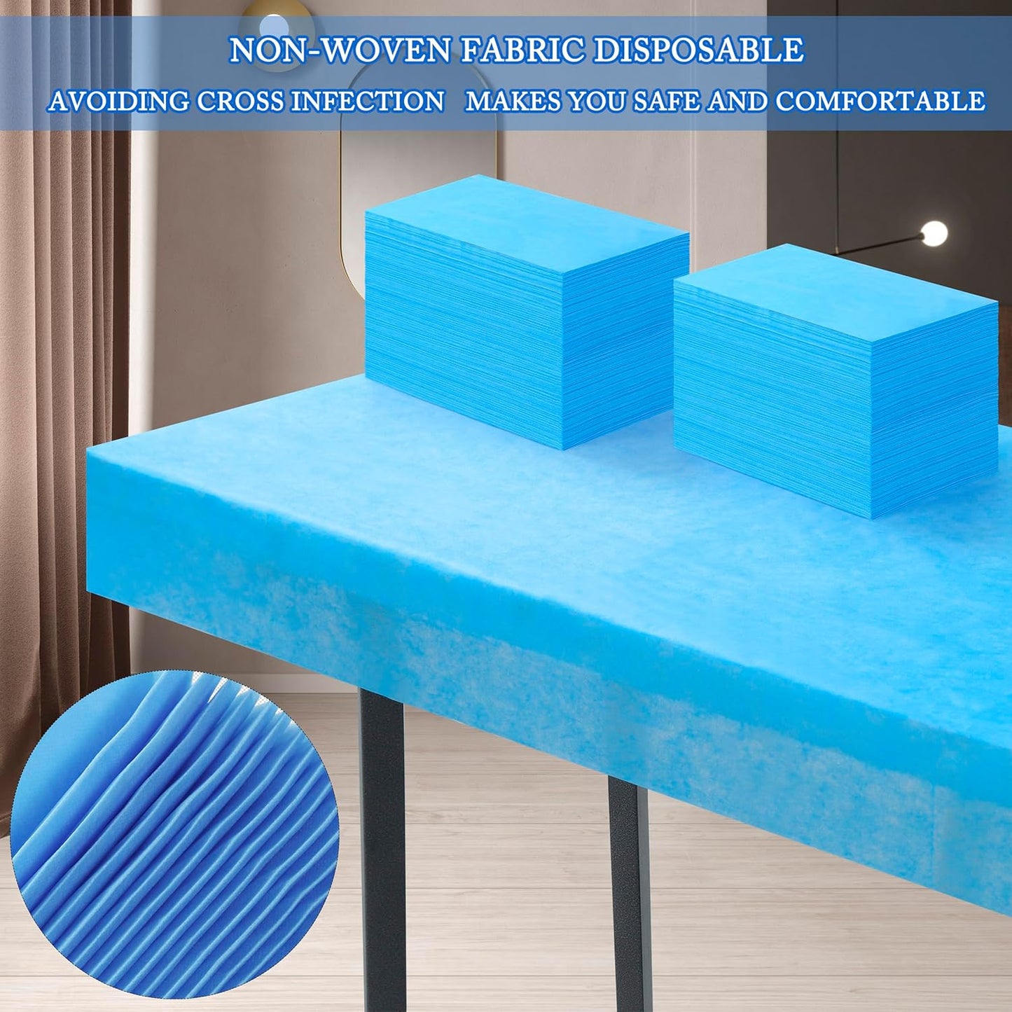 31" x 71" Disposable Bed Sheets for Massage Table Waterproof Massage Table Sheet Soft Non Woven Fabric SPA Bed Cover Breathable for Massage Beauty Tattoos 50PCS (Blue)