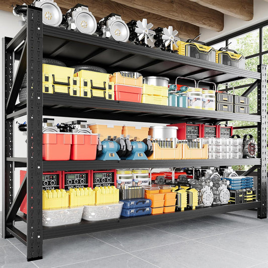 5000LBS Storage Shelves, 71" W Heavy Duty Garage Shelving Unit, Adjustable Industrial Shelving, 4