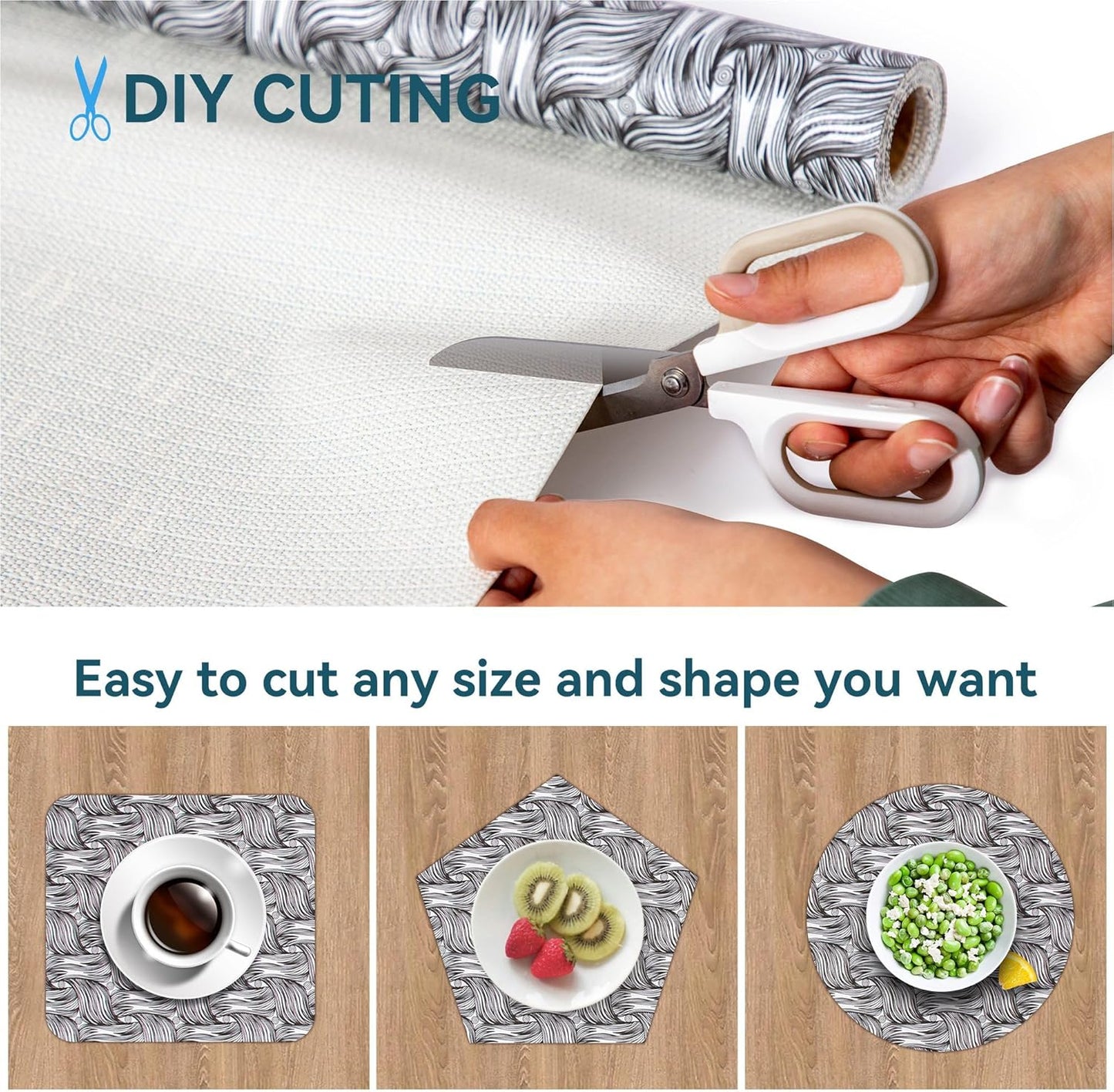 Cabinet Liners 5Rolls 18 x 96 Inch Wide Non Adhesive Kitchen Drawer Liner, Waterproof Shelf Liner Durable Anti-Slip for Kitchen Cabinets Shelf Liner Oil-Proof