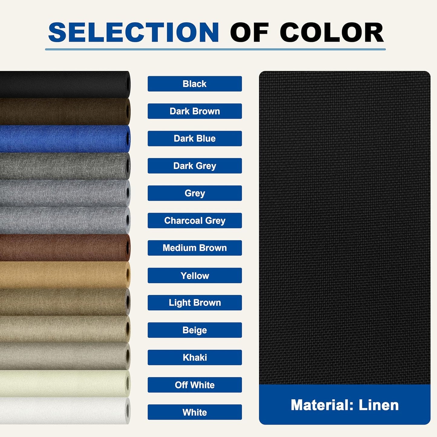 KING MOUNTAIN Linen Repair Patches, Self-Adhesive Fabric Patches, 4 X 63 inch Extra Size, Multi Color, Can be Used for Sofa Repair and Linen Clothes Repair (Black)