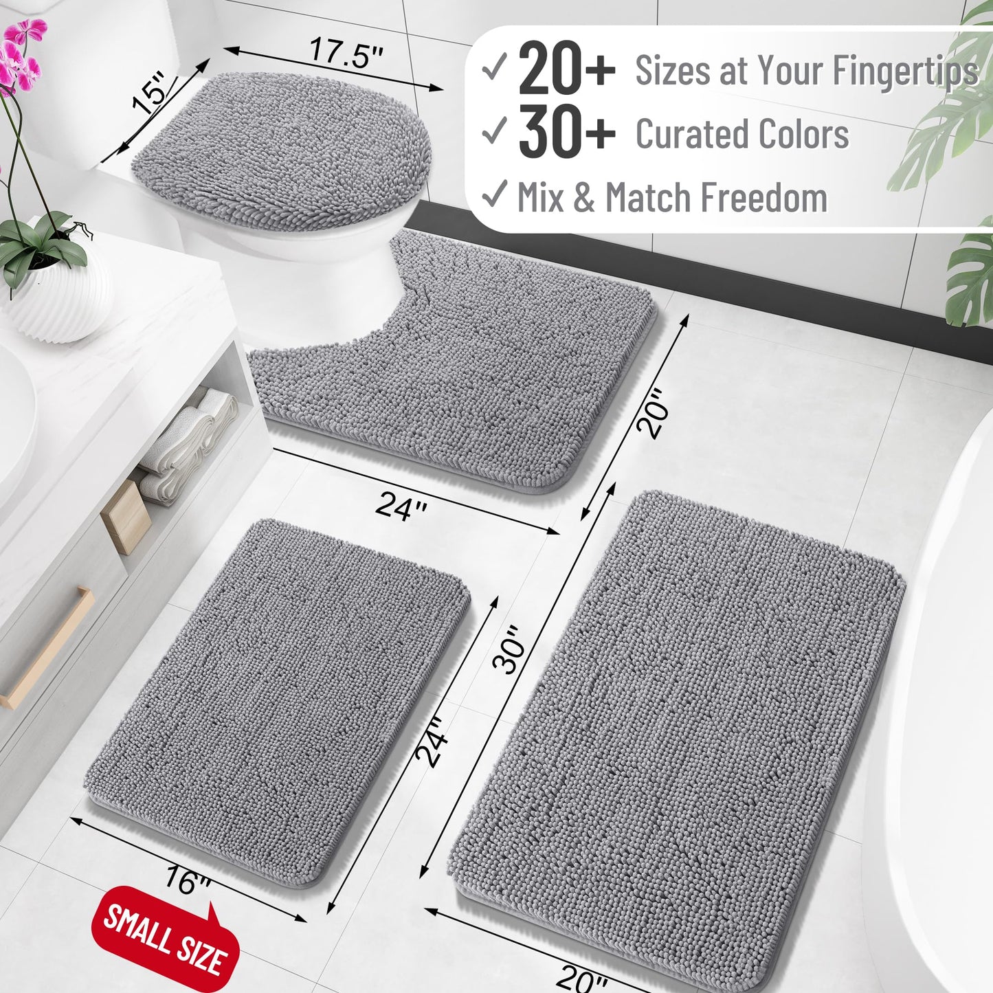OLANLY Bathroom Rugs 30x20, Extra Soft Absorbent Chenille Bath Rugs