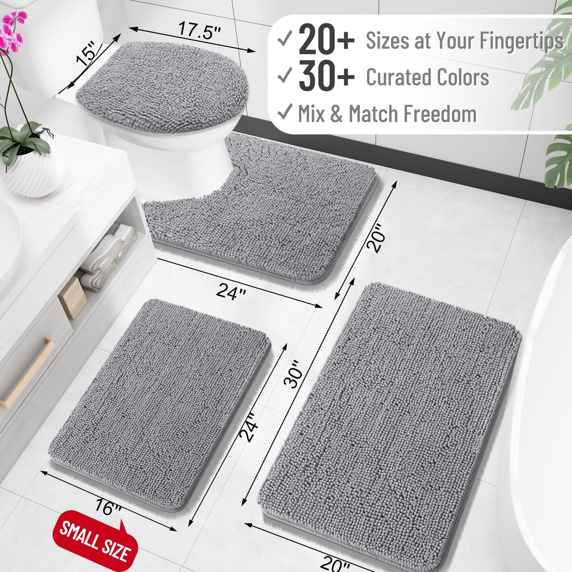OLANLY Bathroom Rugs 30x20, Extra Soft Absorbent Chenille Bath Rugs