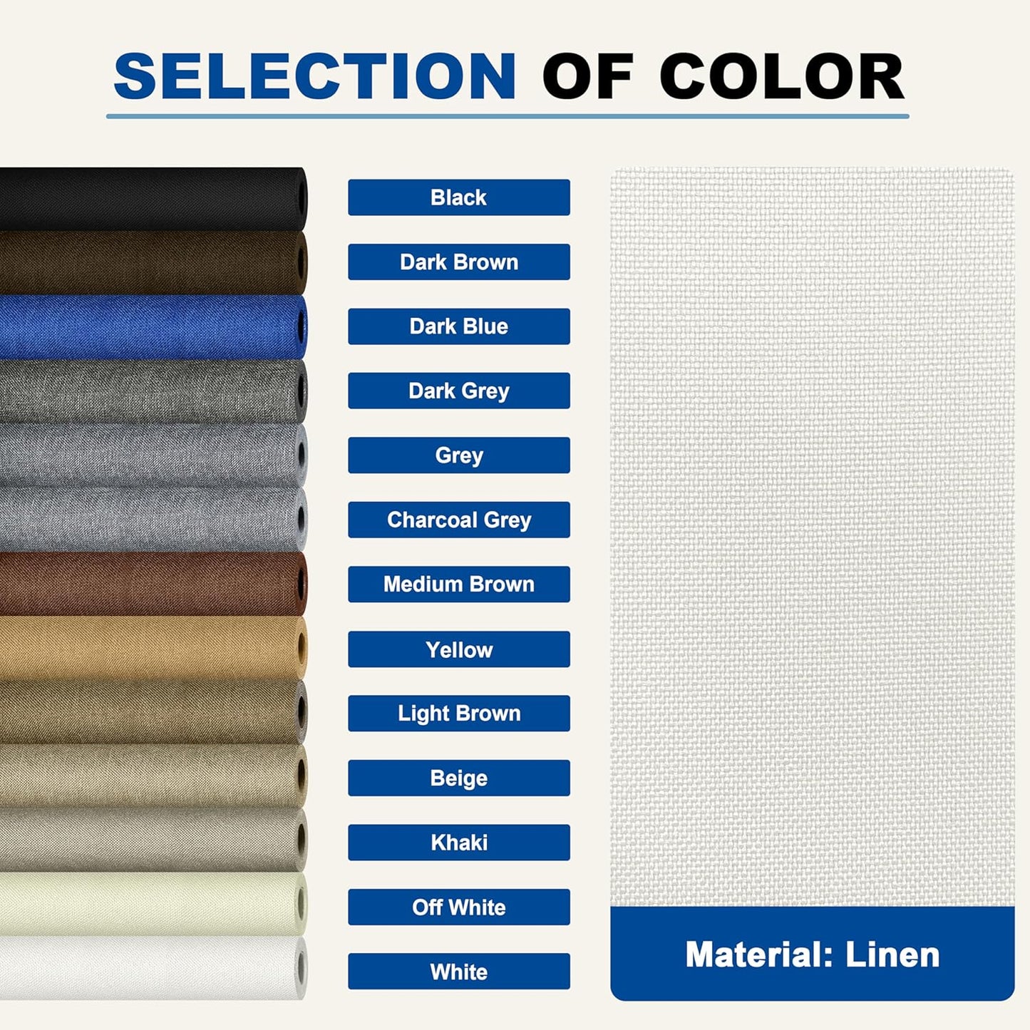 KING MOUNTAIN Linen Repair Patches, Self-Adhesive Linen Fabric Patches, 16X80 inch Extra Size, Multi Color, Can be Used for Linen Sofa Repair and Linen Clothes Repair (White)