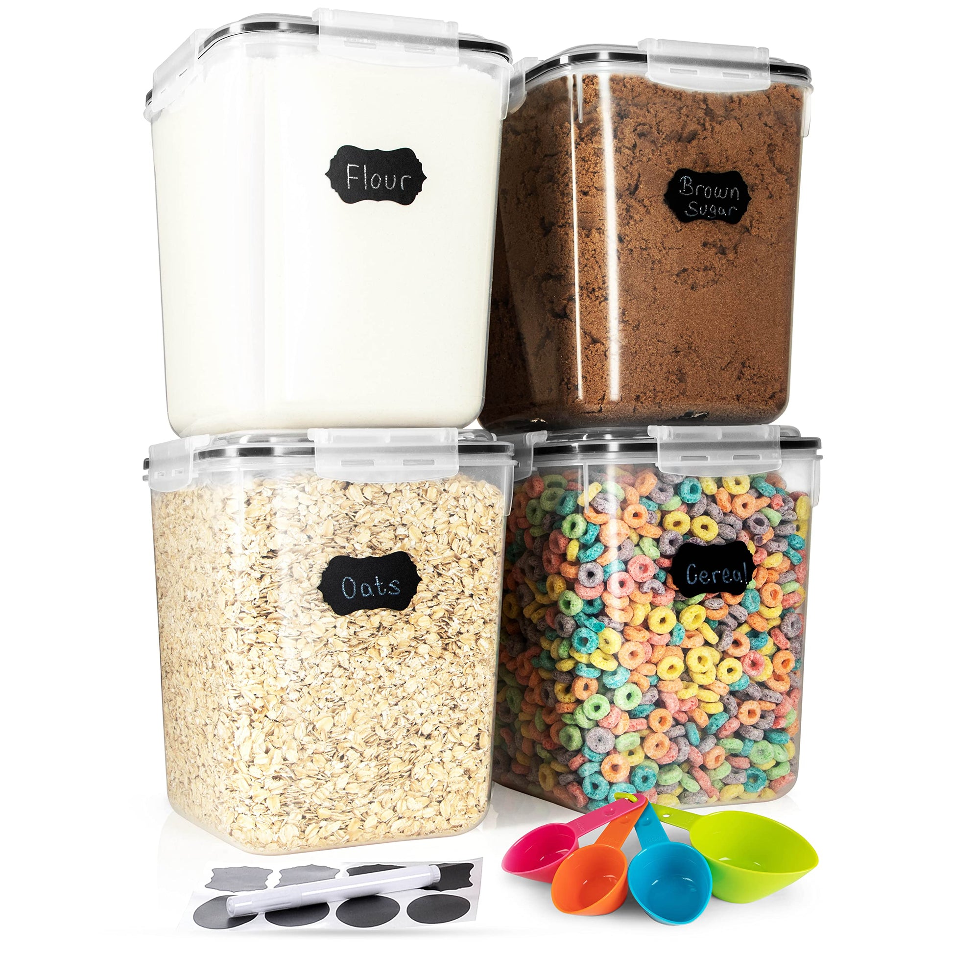 Storeganize Flour Sugar Storage Containers (5.3L/4pk) Great Rice Canisters Sets For The Kitchen