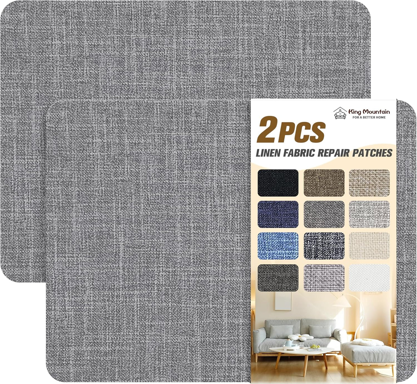 Fine Linen Repair Patches, Self-Adhesive Linen Fabric Patches, 8X11 inch 2 PCS, Multi Color, Can be Used for Linen Sofa Repair and Linen Clothes Repair(8" x 11"-2PCS,Medium Grey 2.0)