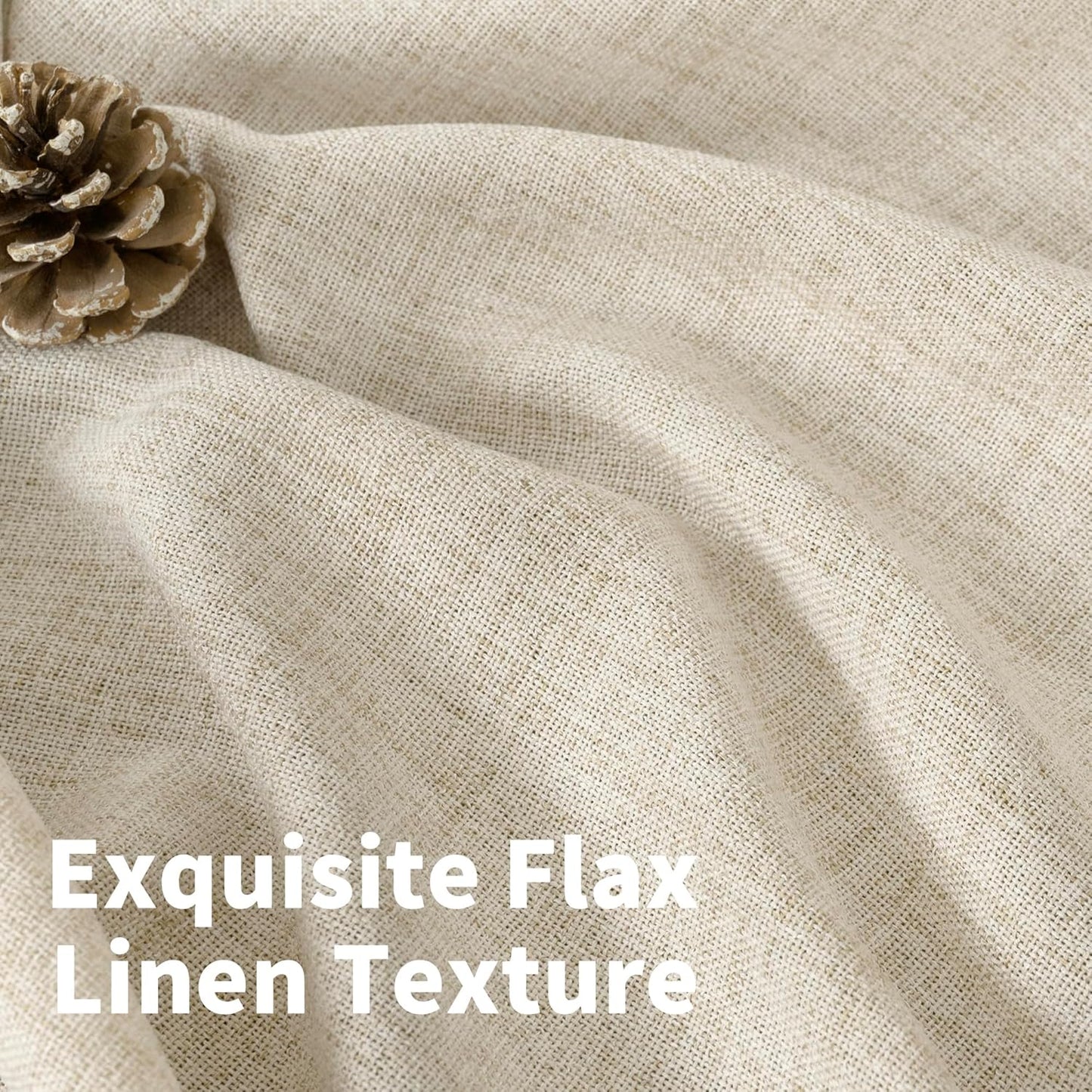 YoungsTex Linen Semi Sheer Curtains 84 Inch Length for Living Room 2 Panels Set - Boho Light Filtering Window Treatments Drapes with Rod Pocket Back Tab for Bedroom Dining, 52 X 84 Inch