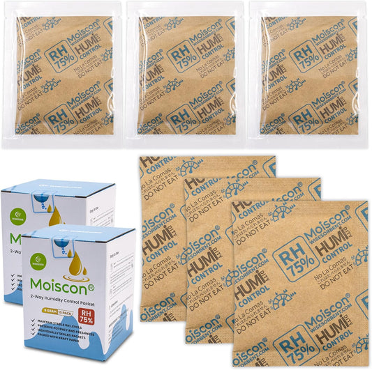 30 Pack 75% RH Size 8 Two-Way Humidity Control Packs for Storing Up to 5 Items, 8 Gram Moisture