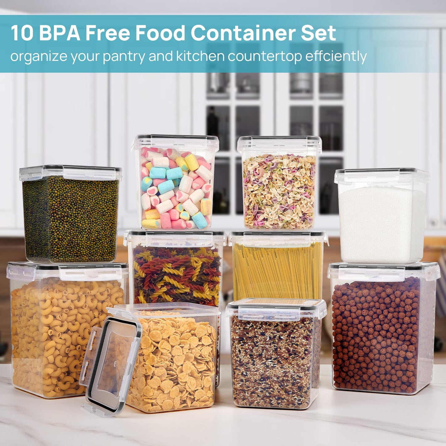 Vtopmart 10 PCS Flour and Sugar Storage Container, Include 3 Sizes