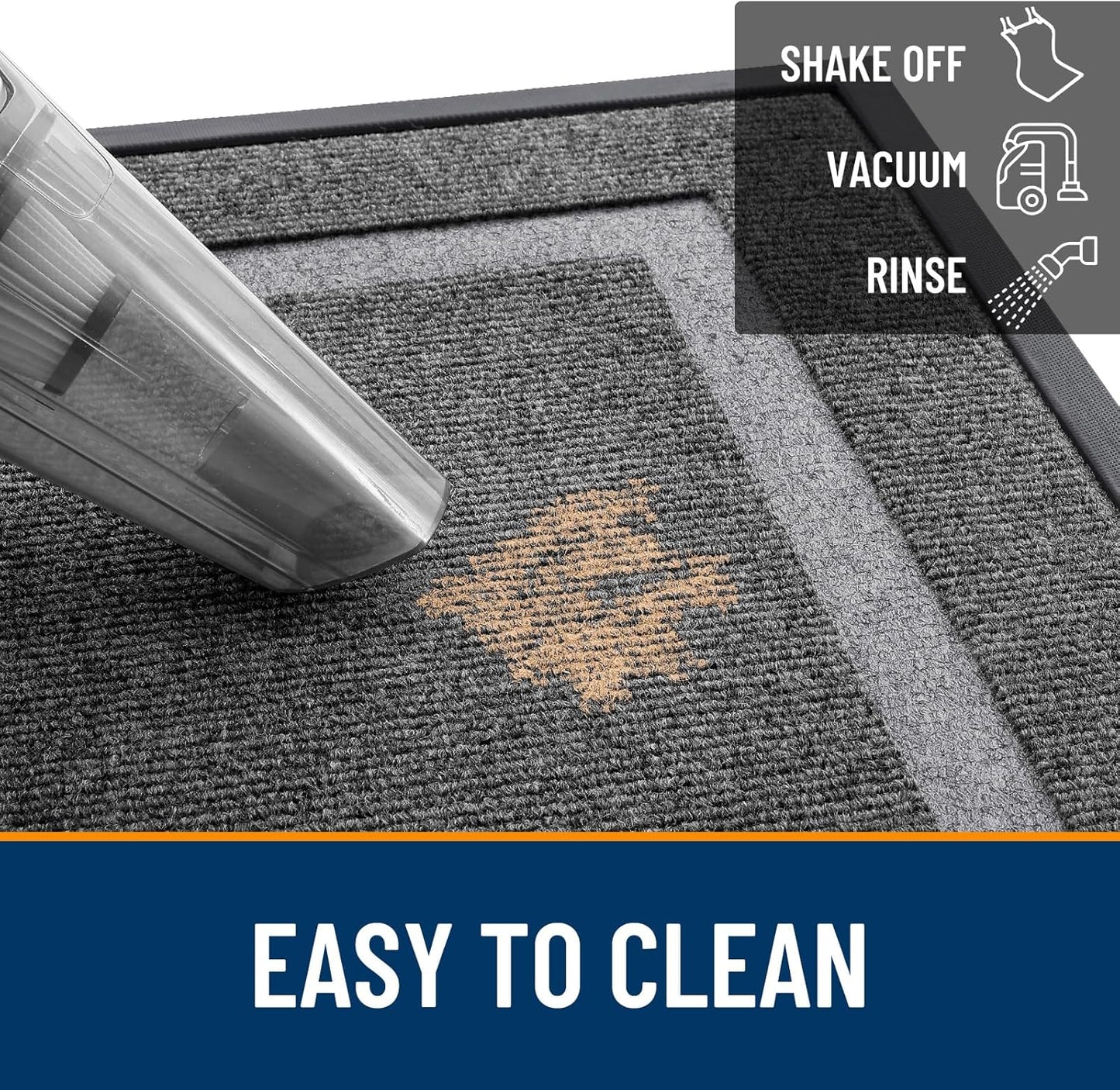 OLANLY Front Door Mat Indoor Outdoor Entrance, Waterproof All-Season, All-Weather Doormat, Sturdy Natural Rubber, Fade Resistant, Low Profile, Easy Clean Patio Porch Entryway Mat, 59x35, Dark Grey