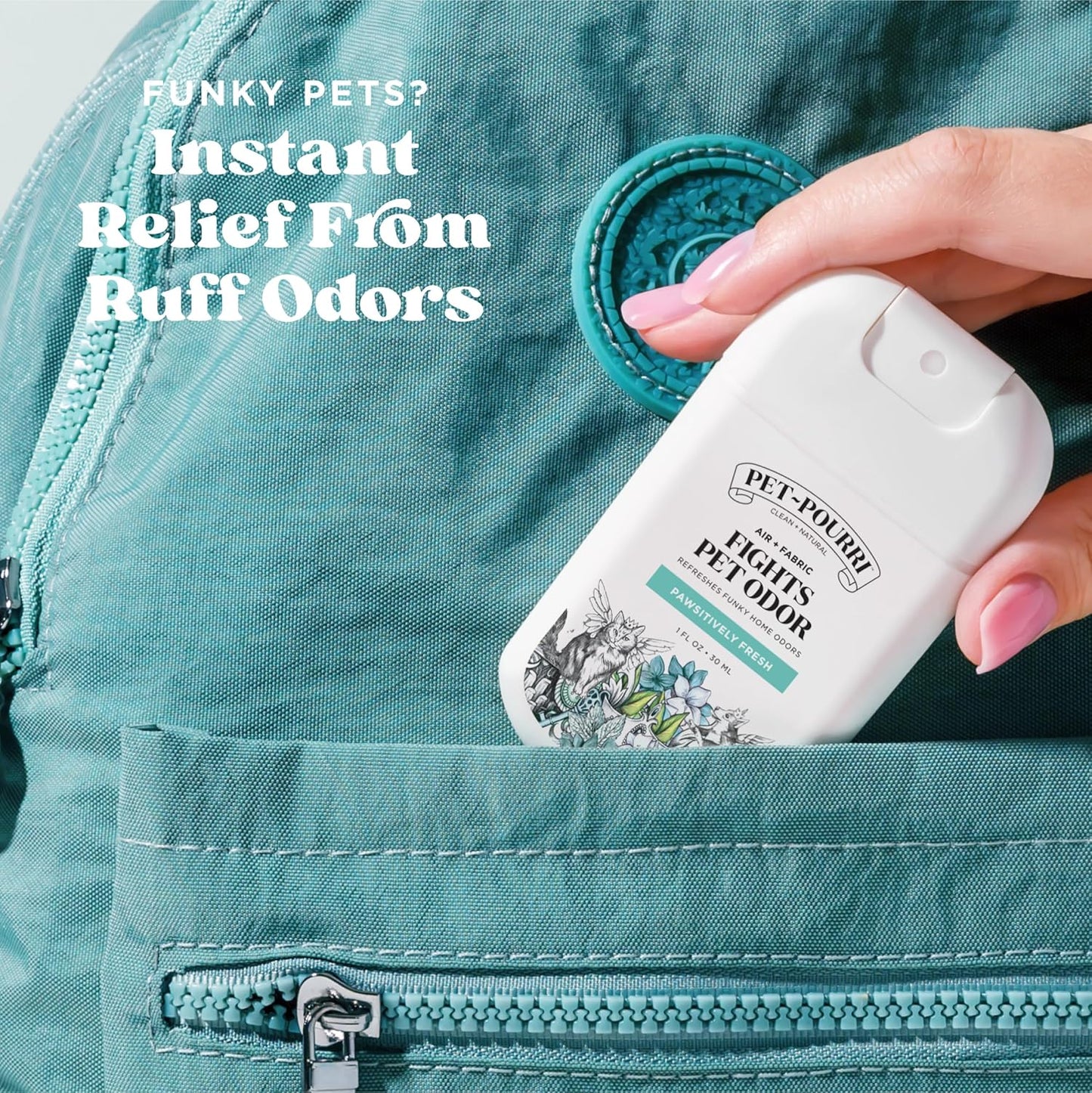 Poo-Pourri Pawsitively Fresh Pocket Deodorizer Spray – Dog & Cat Odor Remover – Plant Based Ingredients – Vet Recommended – Great for Air, Carpet, Fabric, Litter Box, Urine & Strong Pet Odors