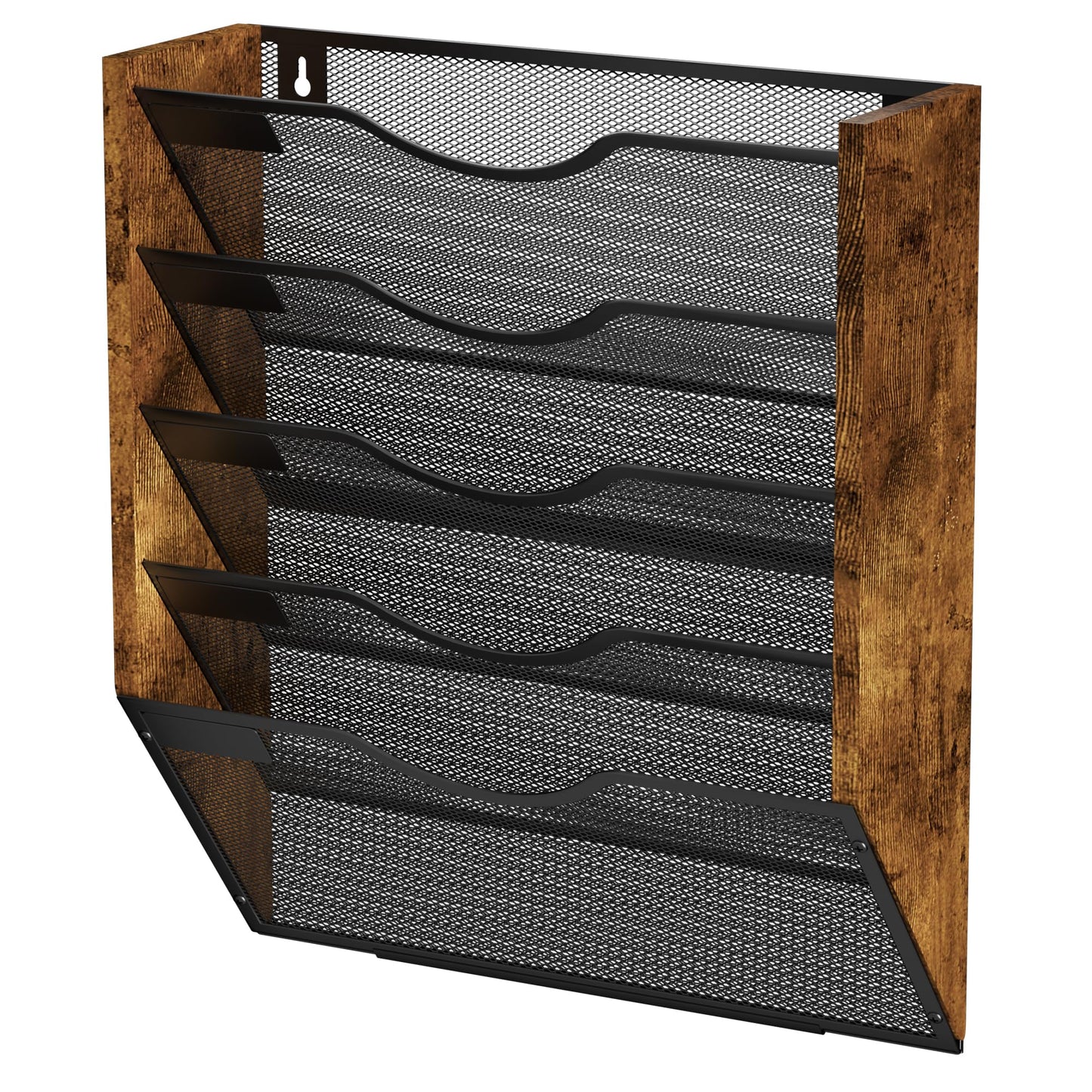 Ironwood Hanging Wall File Organizer, 5 Pocket Mesh Mail Organizer Wall Mounted with Nametag Label