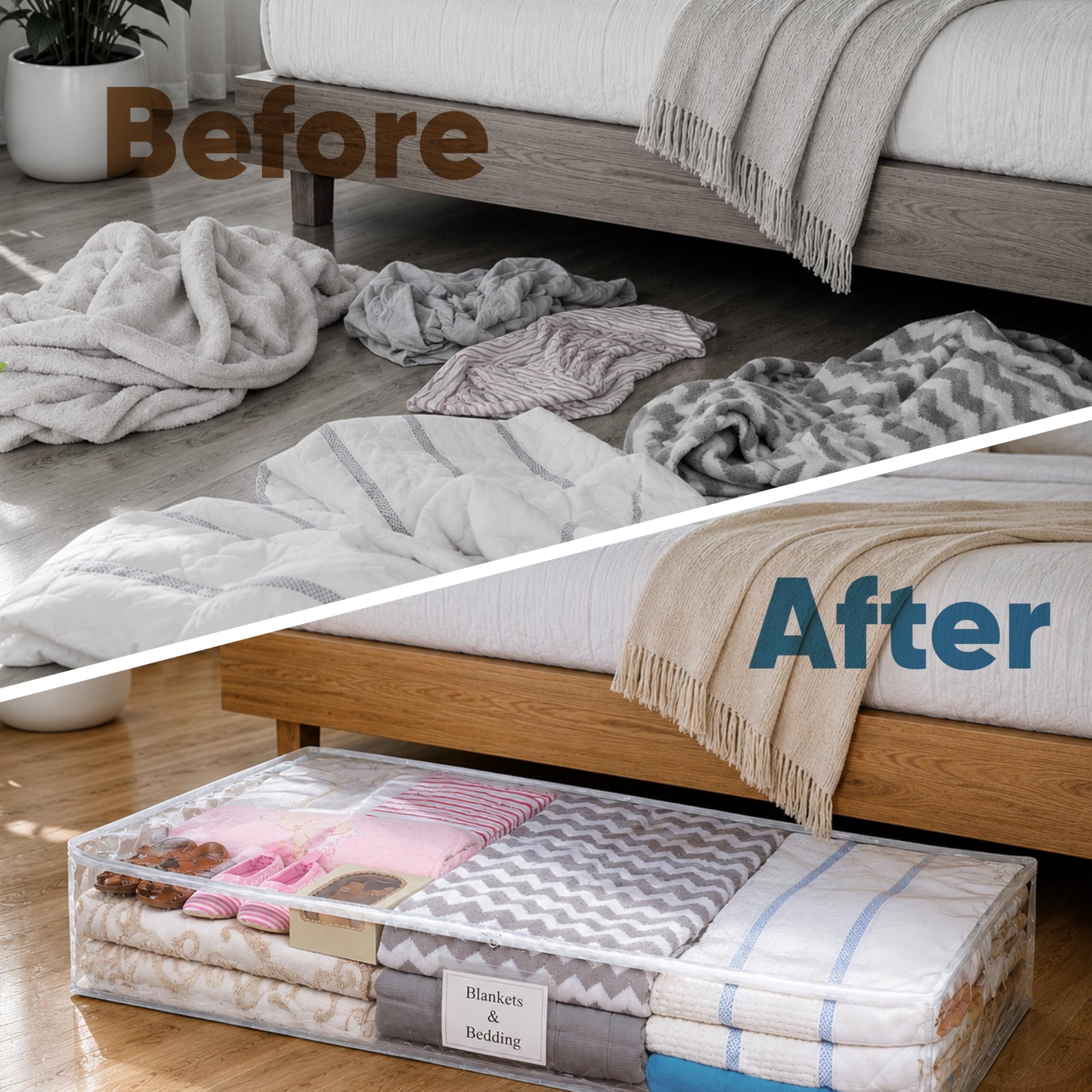 Masirs Clear Underbed Storage Bag, Durable Vinyl Material to Shield Your Contents from Dust, Dirt