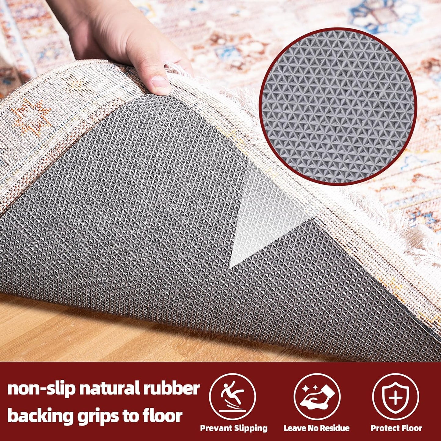 BAGAIL Felt and Natural Rubber Backing Rug Pads 1/4” Thick, Round 6 Ft Non Slip Carpet Gripper Keep Rugs in Place, Under Area Rug Protective Cushioned Pads, Carpet Runners, Hardwood Floors Protection