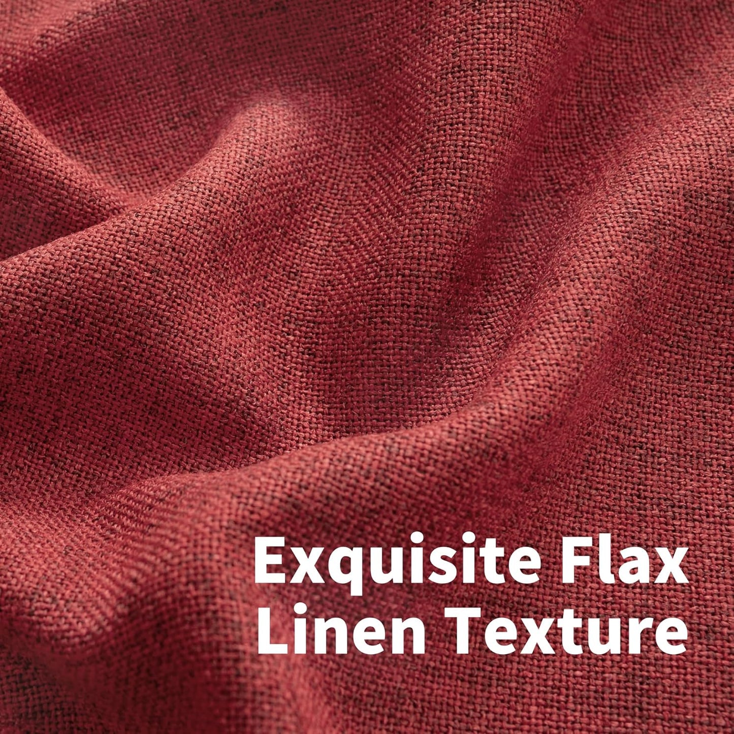 YoungsTex Red Linen Curtains 40 Inch Long for Kitchen, Small Semi Sheer Drapes with Rod Pocket Back Tab Light Filtering Christmas Decor for Bathroom Cafe Short Window, 2 Panels, 42 X 40 Inch