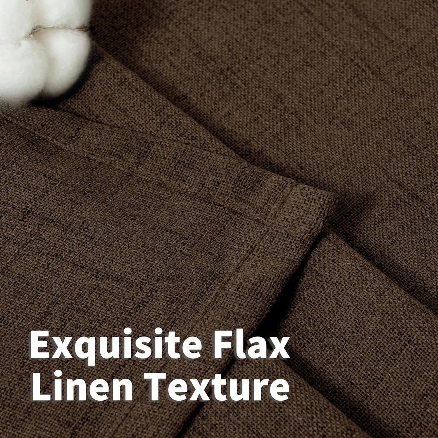 YoungsTex Brown Linen Kitchen Curtains 40 Inches Long for Windows Over Sink, Short Drapes with Back Tab Rod Pocket Light Filtering for Bathroom Cafe Window Fall Decor, 2 Panels, 42 X 40 Inch