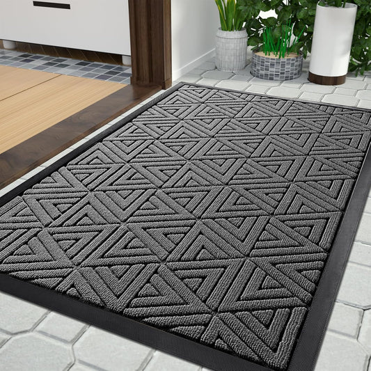 Yimobra Large Door Mat 36x24, All-Weather Waterproof Non-Slip Welcome Matt Outdoor, Heavy Duty Non Slip Doormat for Entryway for Patio and Garage Indoor, Easy Clean, Grey