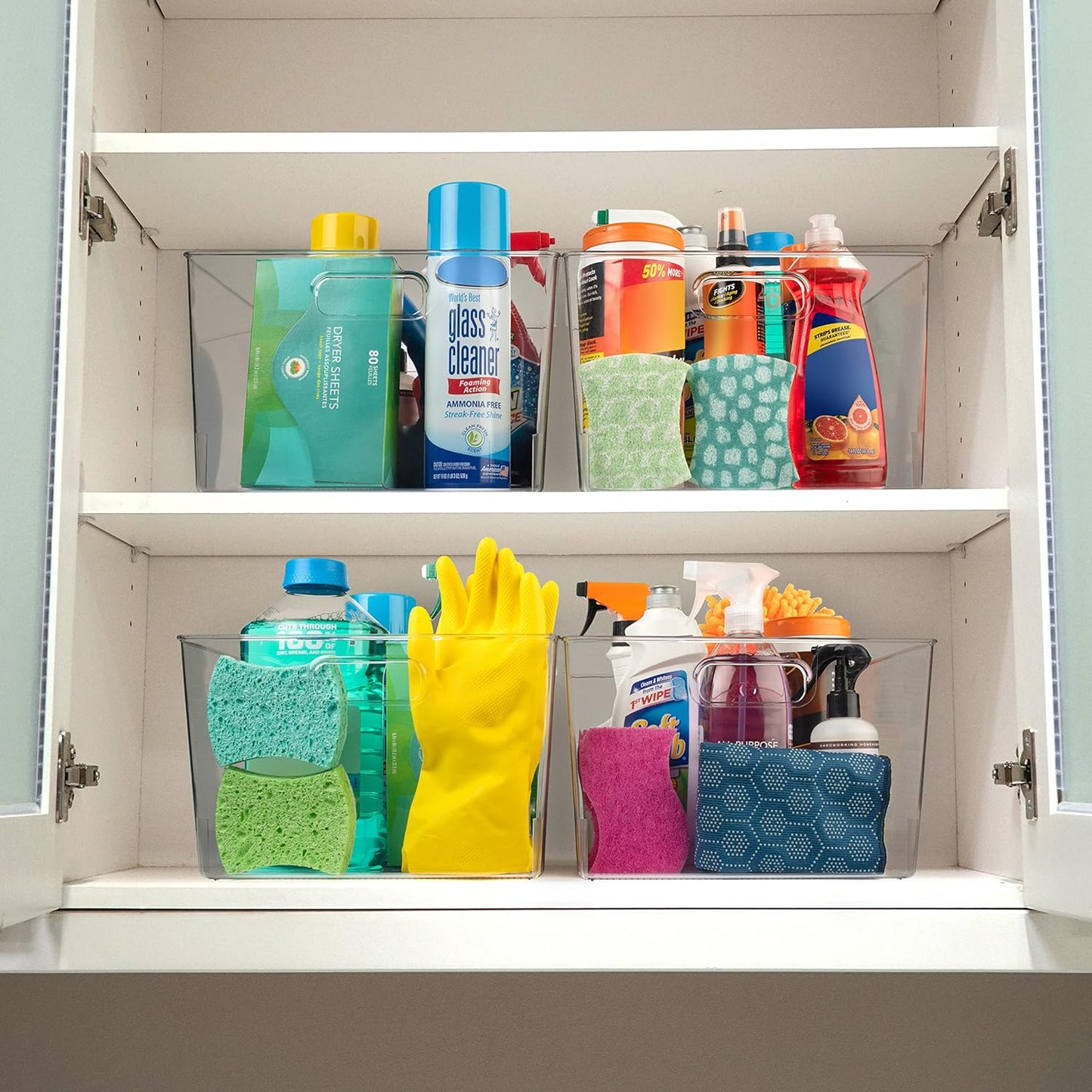 ClearSpace Clear Plastic Storage Bins – XL 6 Pack Perfect Kitchen or Pantry Organization Fridge Organizer and Storage Bins, Cabinet Organizers
