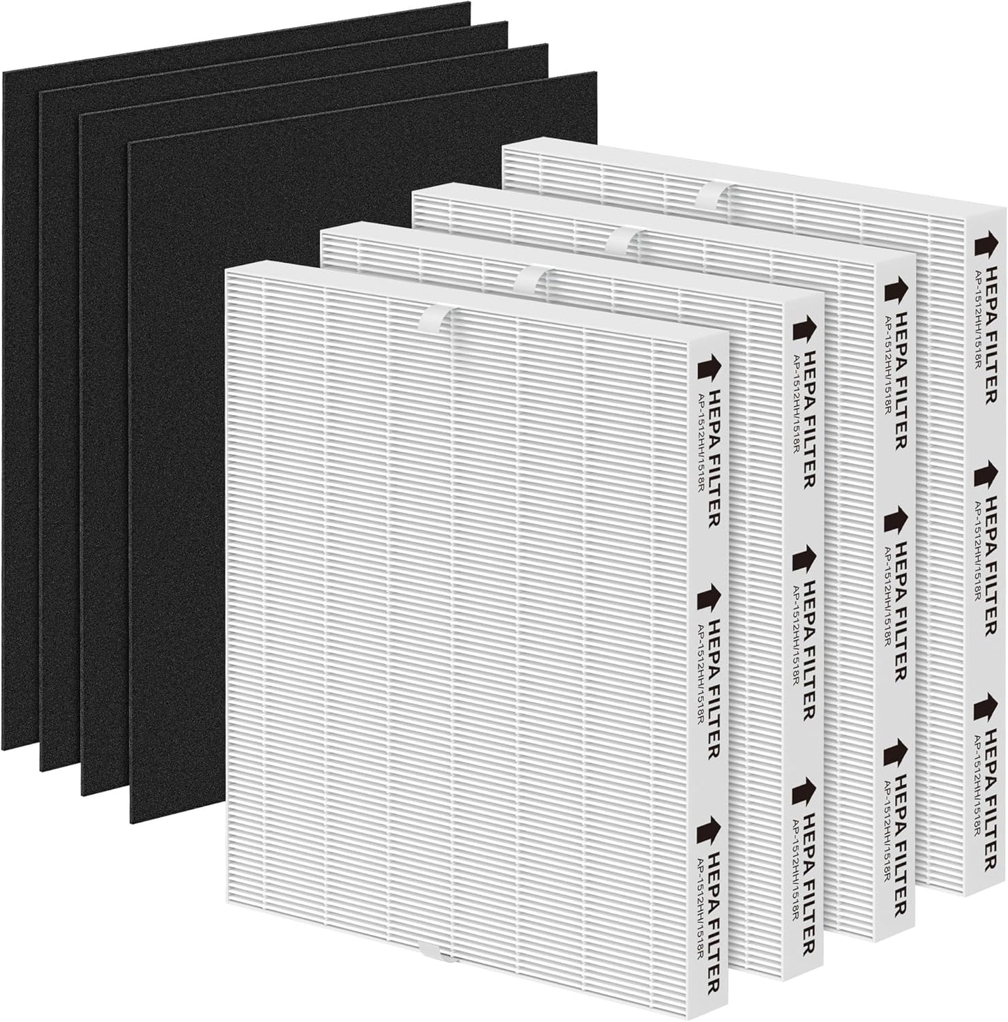 AP-1512HH Replacement Filter Compatible with Coway Airmega AP-1512HH and Airmega 200M Air Puri-fiers, 4 Filters and 4 Carbon Pre-Filters, Compared to Part #3304899, 4 Pack