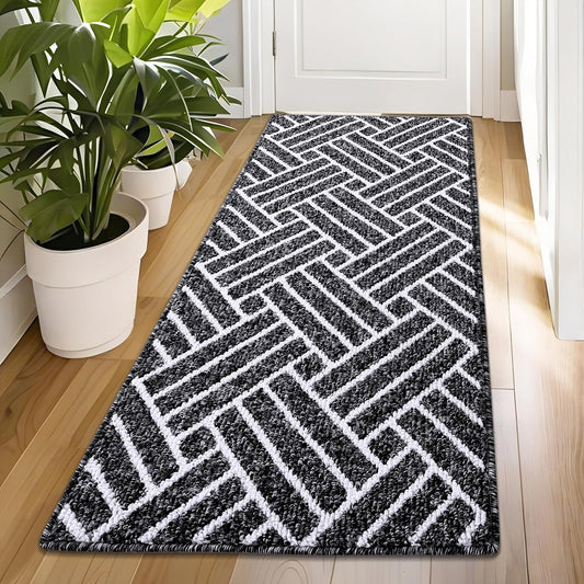 OLANLY Runner Indoor Door Mat, 59x23 Inch, Dirt Resistant and Absorbent, Non-Slip Rubber Backing Floor Mats, Easy Clean Low-Profile Doormat for Entryway, Front Door, and Inside Entrance, Black