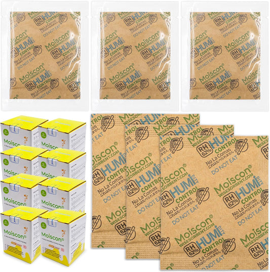 62% Size 8 Two-Way Humidity Control Packs, 120 Pack 8 Gram for Storing 1 oz, Moisture Control