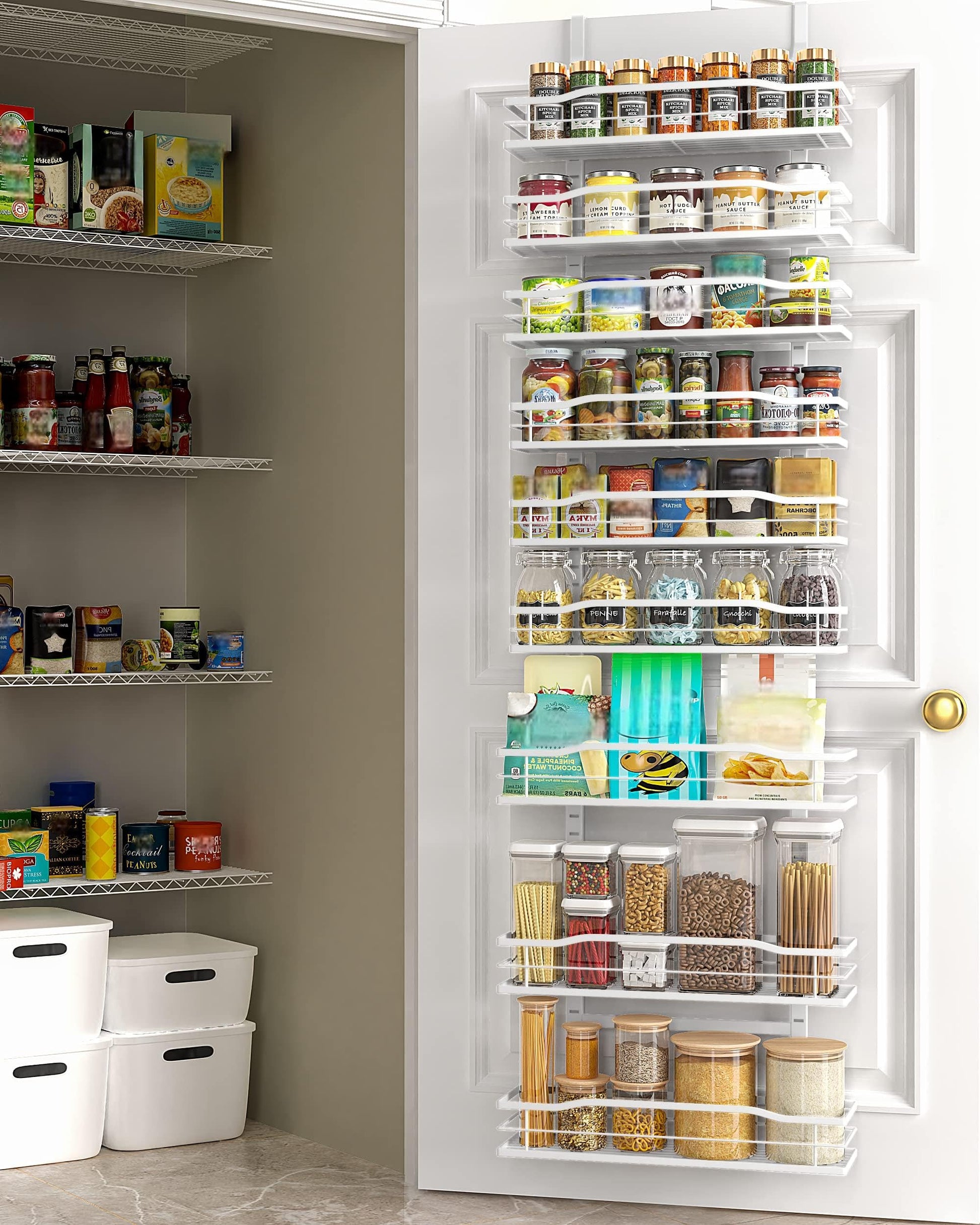 Moforoco White 9-Tier Over The Door Pantry Organizer, Pantry Organization And Storage, Metal
