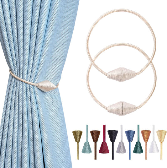 2 PCS Magnetic Curtain Tiebacks, European Style Convenient Drape Tie Backs Holdbacks for Thin or
