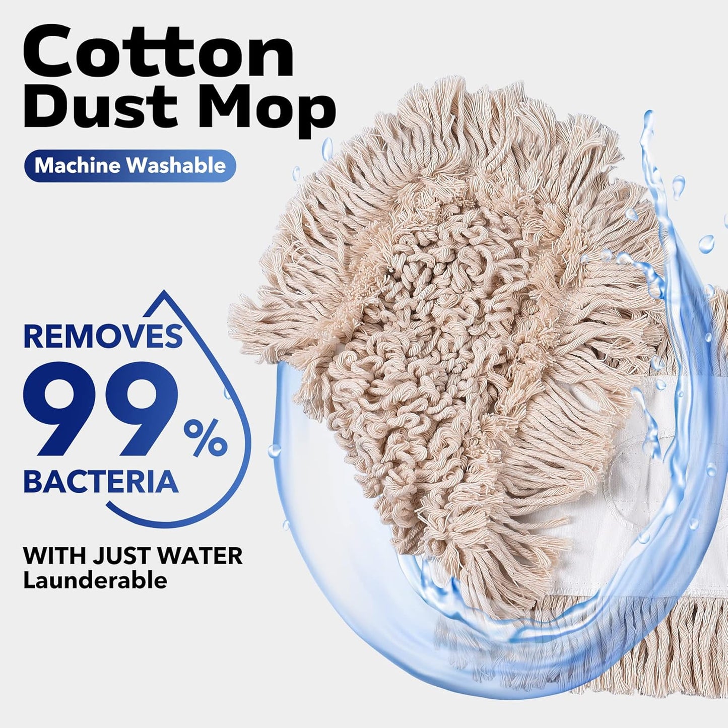 Matthew Cleaning 24'' Cotton Dust Mop Refill Washable Thick Tufted Replacement Heads for Residential & Commercial Use Fit All 24'' Dust Mop Frames, Hardwood, Laminate, Concrete Floors 6 Pack