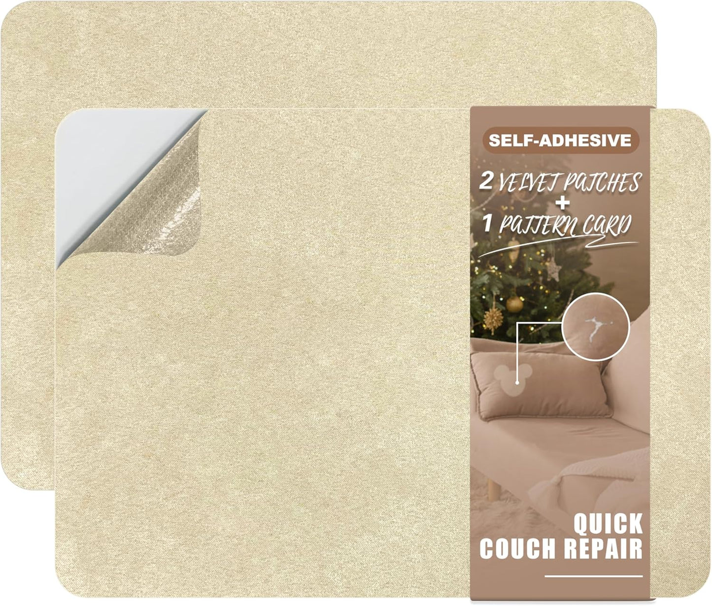 Azobur Fabric Couch Repair Patch 8.3 x 11 inches,Self-Adhesive Fabric Repair Patch for Furniture,Handbag,Sofa,Car Seats-(Khaki)