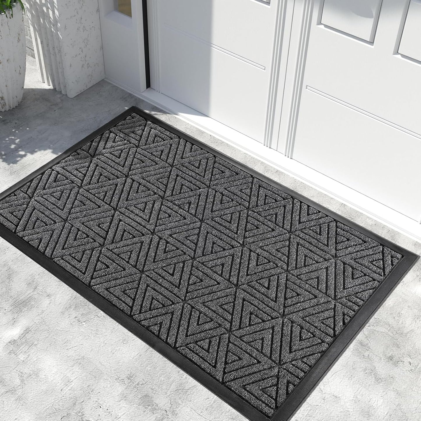 Yimobra Extra Large Door Mat 60x32, All-Weather Waterproof Non-Slip Welcome Matt Outdoor, Heavy Duty Non Slip Doormat for Entryway for Patio and Garage Indoor, Easy Clean, Mix Grey