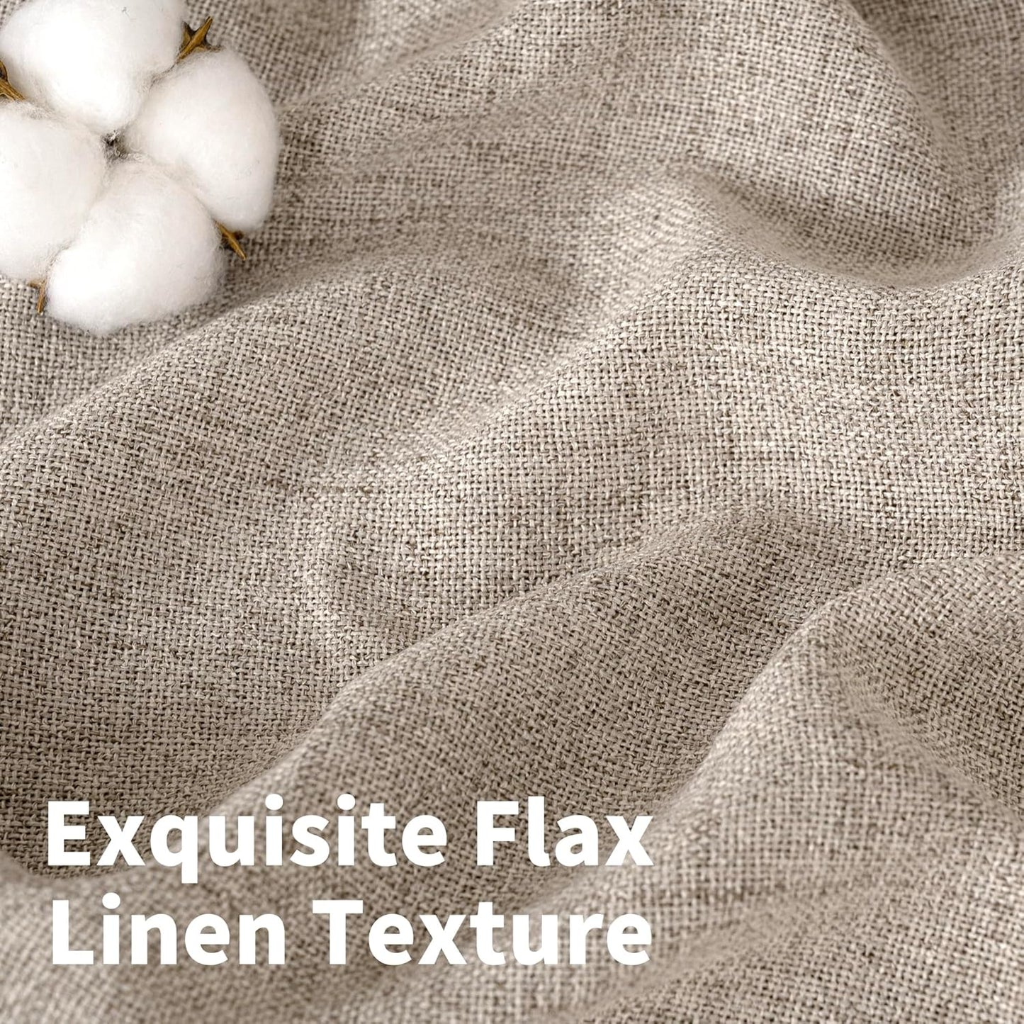 YoungsTex Dark Oatmeal Linen Curtains 48 Inch Length for Short Kitchen Window, Textured Semi Sheer Drapes Light Filtering with Rod Pocket Back Tab for Bathroom Living Room, 2 Panels, 42 X 48 Inch