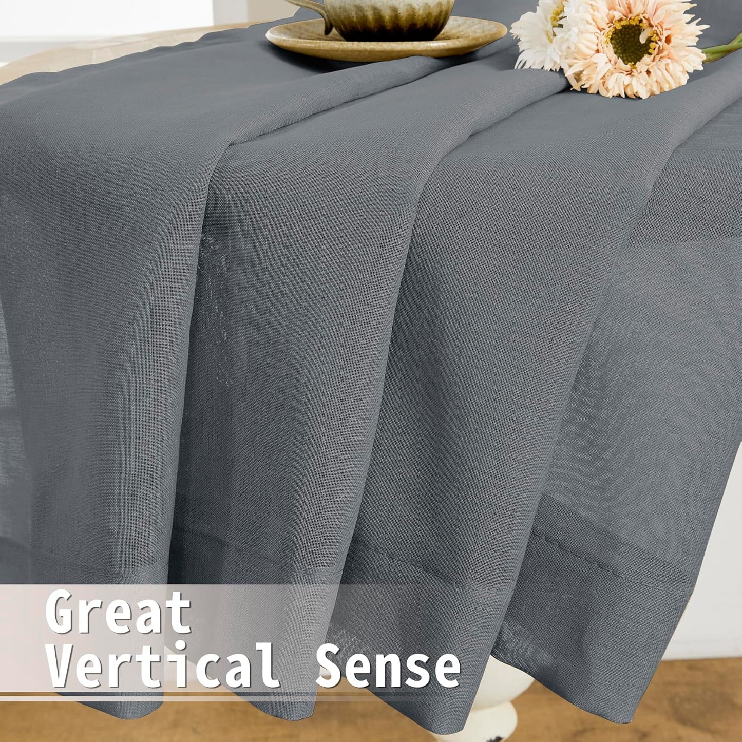 Tollpiz Sheer Door Curtain Closet Linen Textured Curtain Sheers Doorway Light Filtering Voile French Door Rod Pocket Curtains Patio Glass Door, 25 x 80 inches Long, Dark Grey, Set of 1 Panel