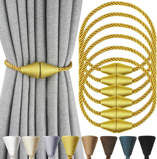 6 Pack Magnetic Curtain Tiebacks Rope Modern Handmade Curtain Tie Backs Decorative Drapes Weave