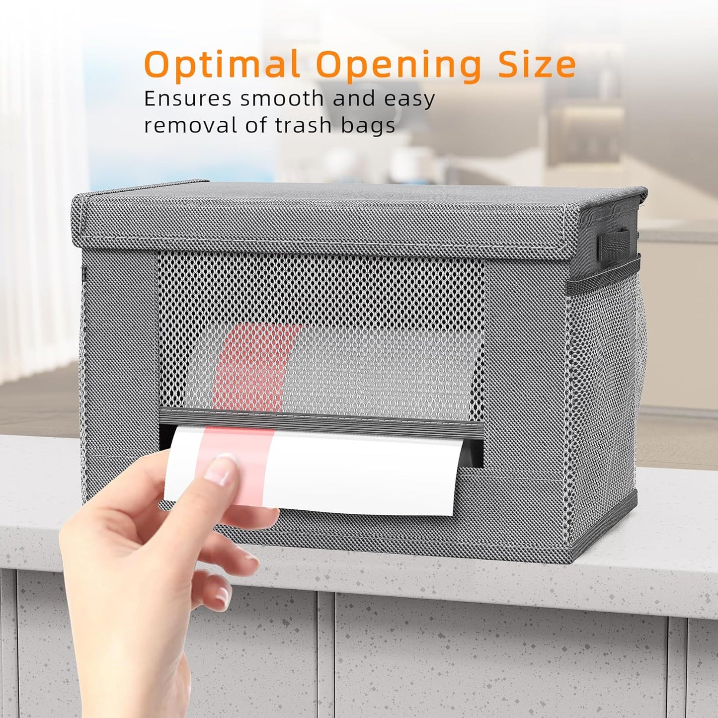 2 Pack Extra Large Trash Bag Holder Dispenser,Oxford Cloth Garbage Bag Storage Organizer with Mesh Pockets,Foldable Kitchen Trash Bag Holder Fits 33/30/13 Gallon Roll for Kitchen and Pantry