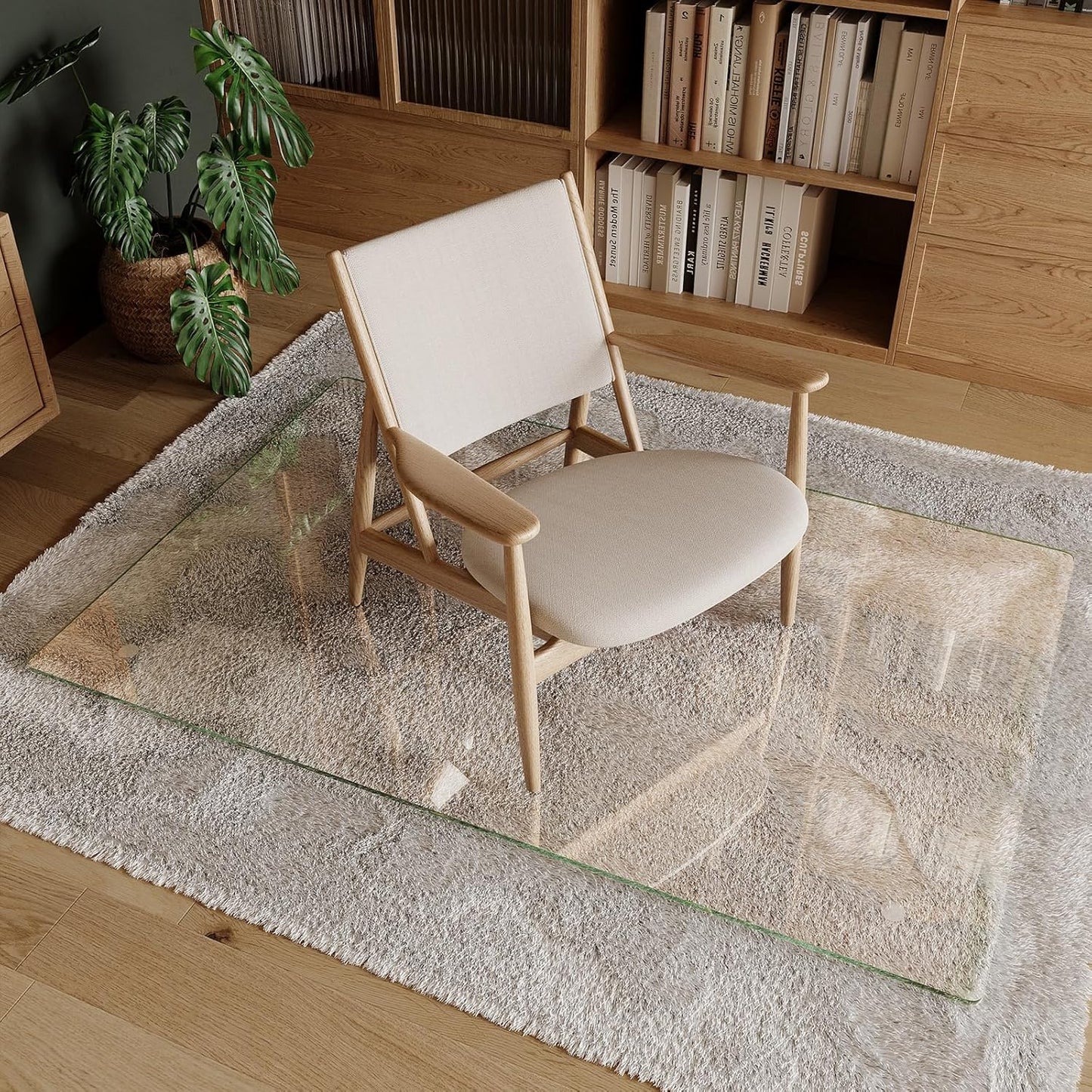 Koonmi Tempered Glass Chair Mat 36"x55" - Premium Office Chair Mat for Hardwood Floors & Low-Pile Carpet with 4 Non-Slip Pads - Thick Scratch-Resistant Surface