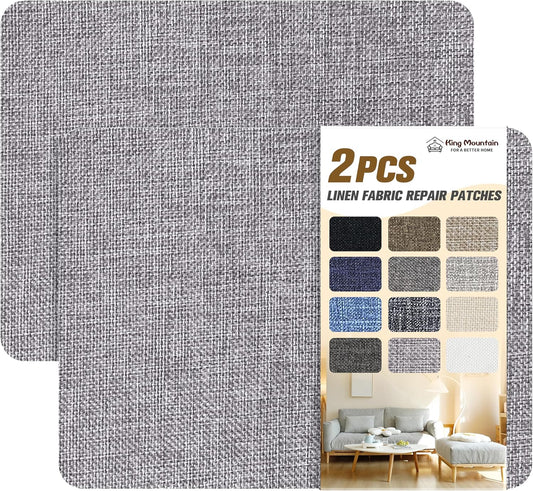 Coarse Linen Repair Patches, Self-Adhesive Linen Fabric Patches, 8X11 inch 2 PCS, Multi Color, Can be Used for Linen Sofa Repair and Linen Clothes Repair(8" x 11"-2PCS,Light Grey)
