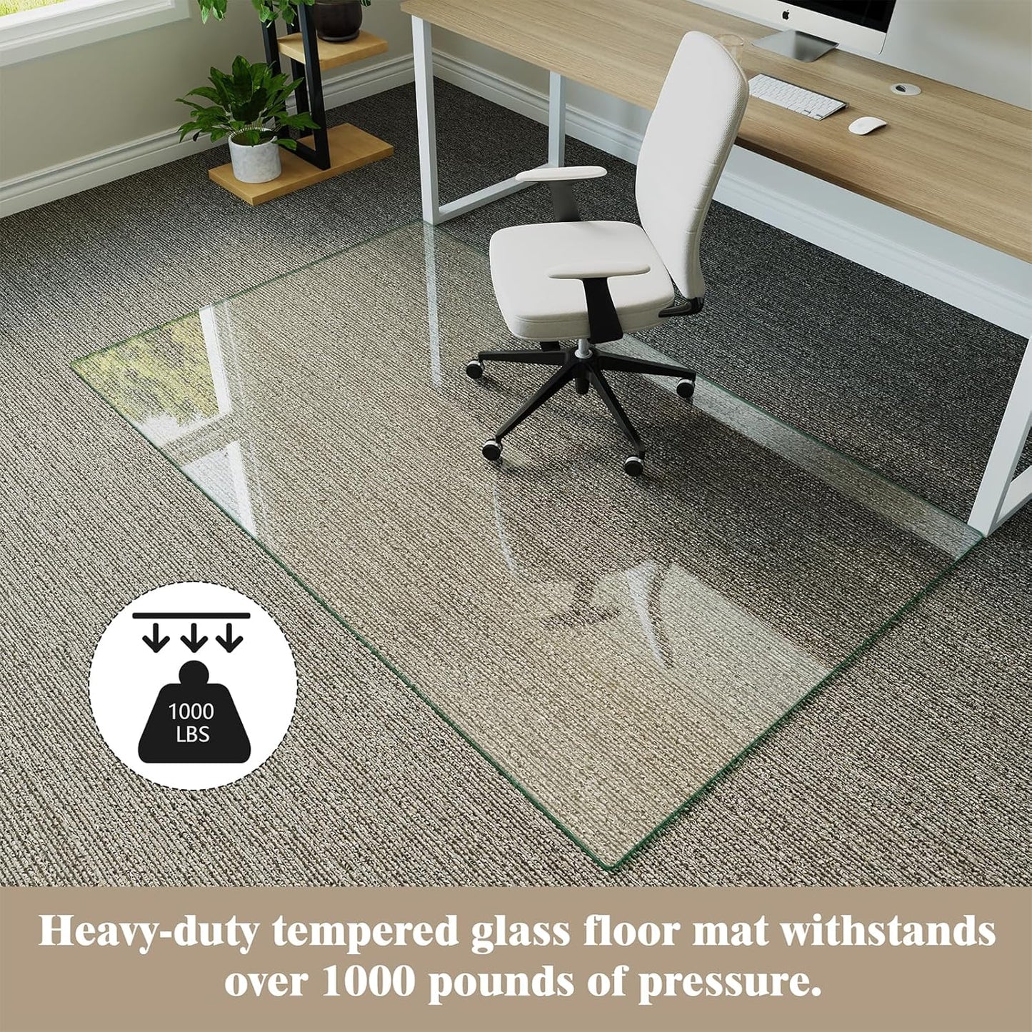 Koonmi Tempered Glass Chair Mat for Hardwood Floors & Carpets, 40" x 80“ Transparent Heavy Duty Office Floor Protector with Noise-Free Gliding Shatterproof for Home Office Desk