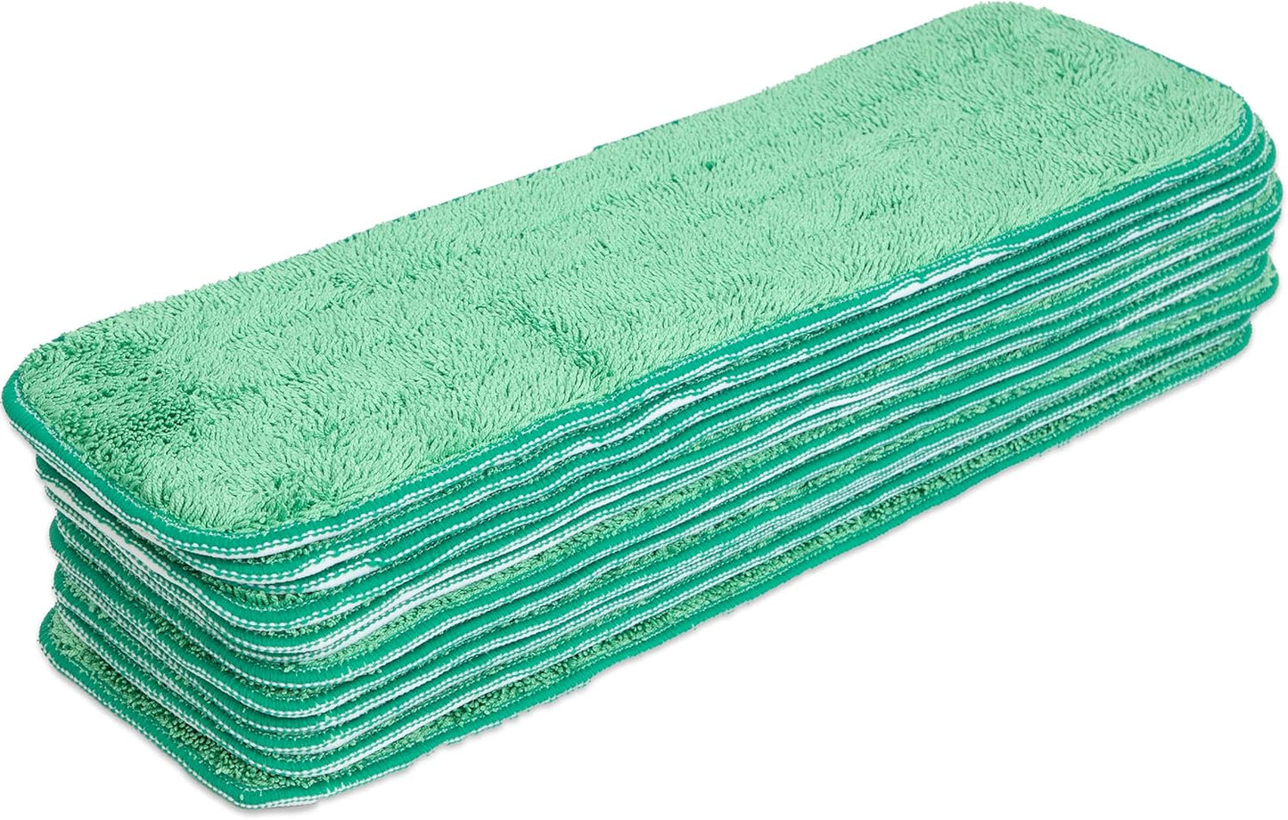 Arkwright Spray Mop Replacement Pads - (Pack of 12) Bulk Microfiber Flat Dry and Wet Refill Mop Pads Floor Cleaning, Compatible with Bona and Rubbermaid, Fits All Mop Heads, 13 in, Green