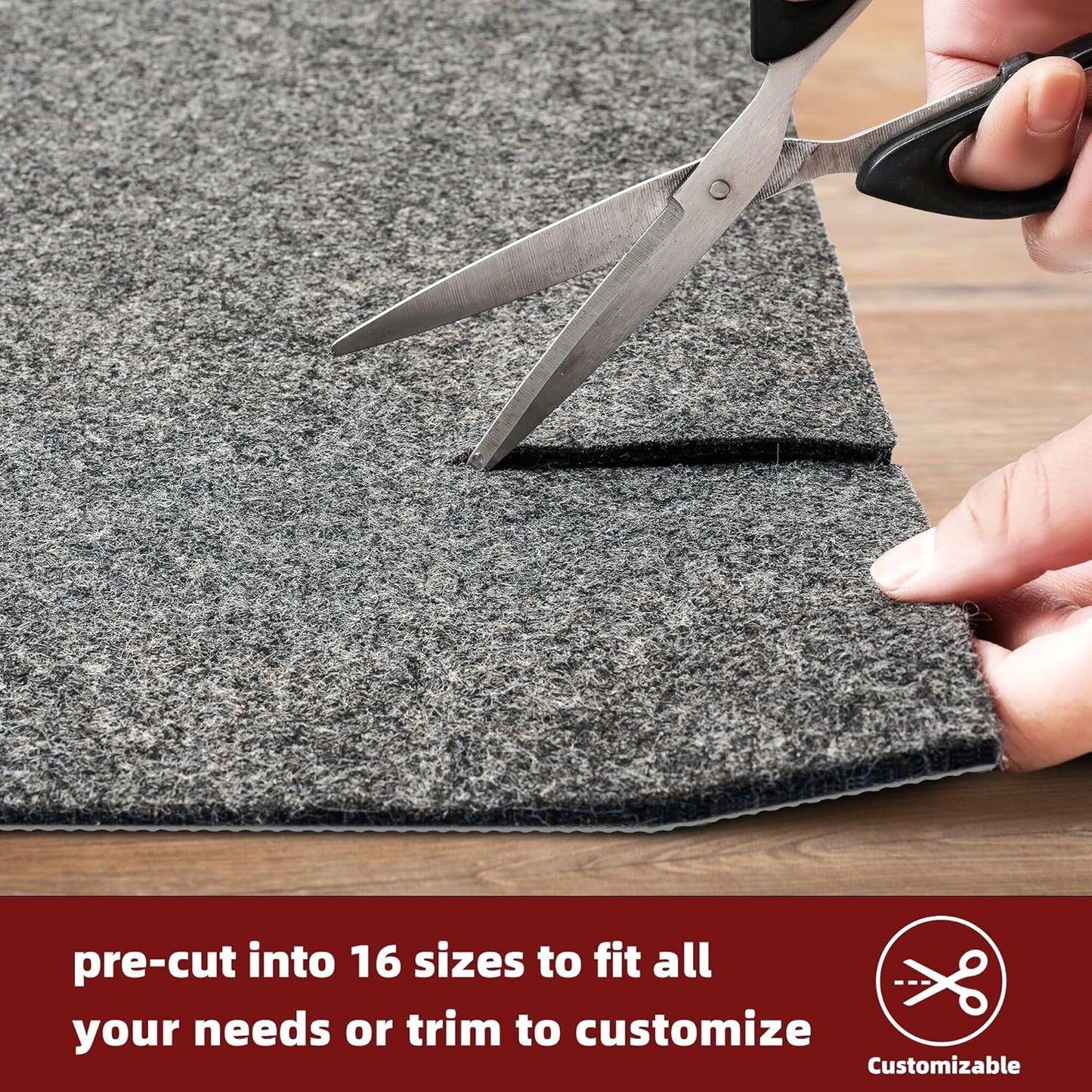 BAGAIL Felt and Natural Rubber Backing Rug Pads 1/8” Thick, 2 x 6 Ft Non Slip Rug Gripper Keep Rugs in Place, Under Area Rug Protective Cushioned Pads, Carpet Runners, Hardwood Floors Protection