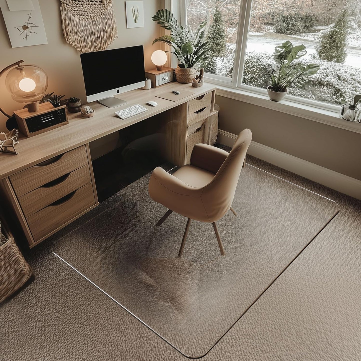 Office Chair Mat for Carpet & Hardwood, Upgraded 36" x 48" Dual Use Tempered Glass Chair Mat for Chair and Footrest Under Desk