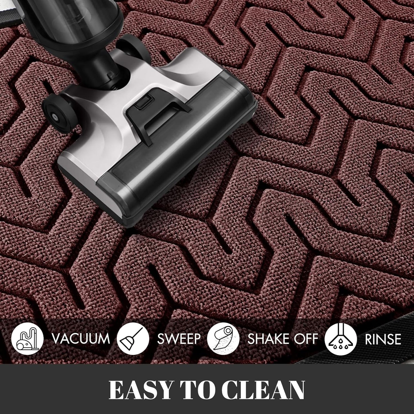 Yimobra Large Door Mat Outside Entrance 47x32, Waterproof Heavy Duty Outdoor Mats for Front Door, Non Slip Rubber Entry Mat for Garage Patio, Easy Clean, Red