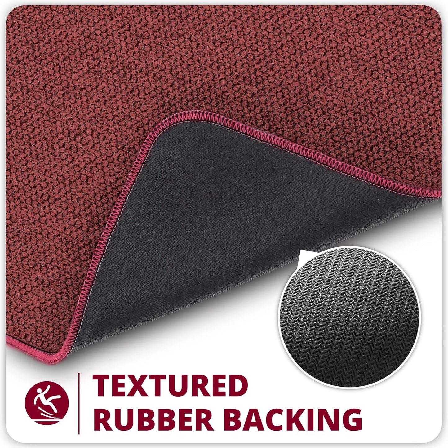 Bath Mat,Ultra Thin Bathroom Rugs,Rubber Bath Mats for Bathroom,No Slip Bath Rugs,Quick Dry,Machine Washable,Low Pile,Absorbent,Shower Outside,Sink,Home Decor Accessories.Red,1'5"x2'3"(17x27inch)