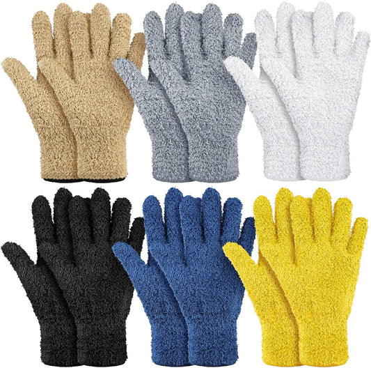 Bencailor 6 Pairs Microfiber Dusting Gloves, Dusting Cleaning Gloves Microfiber Gloves for Plants