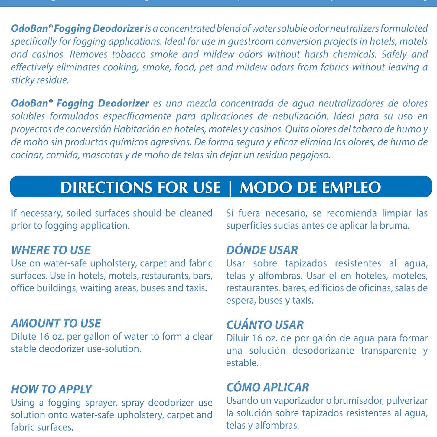 OdoBan Fogging Deodorizer Concentrate, Made in the USA, Set of 4, 1 Gallon Each