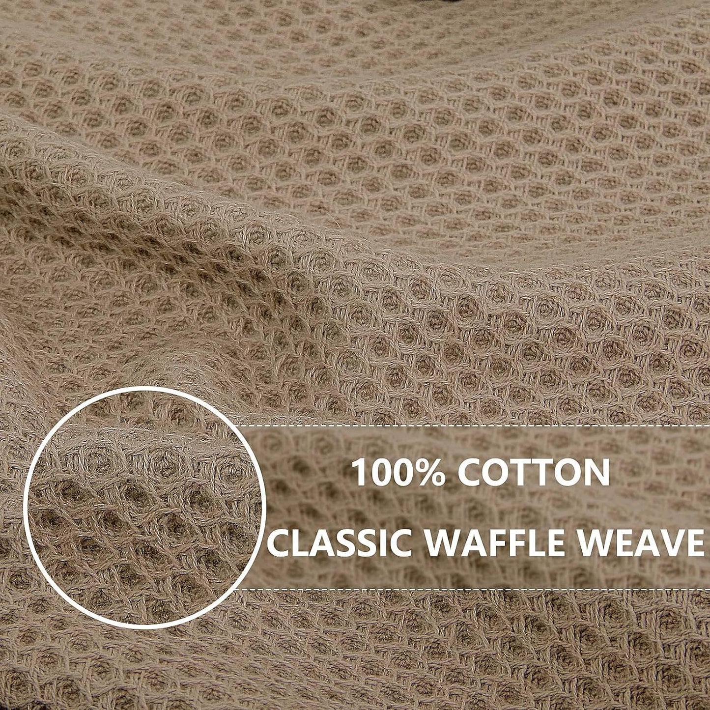 Homaxy 100% Cotton Waffle Weave Kitchen Dish Cloths, Ultra Soft Absorbent Quick Drying Dish Towels, 12 x 12 Inches, 8-Pack, Tan