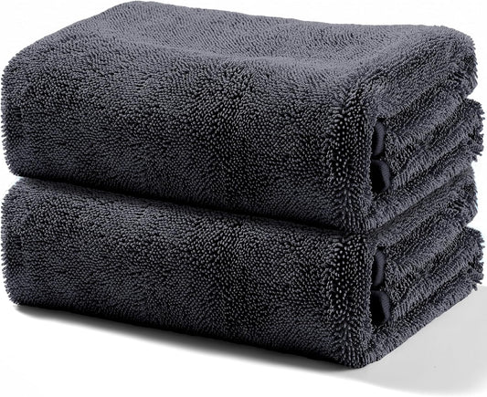 JOYMOOP Microfiber Towels for Cars, 2 Pack 63" x 29.5" Car Drying Towel, Dark Gray Reusable Car