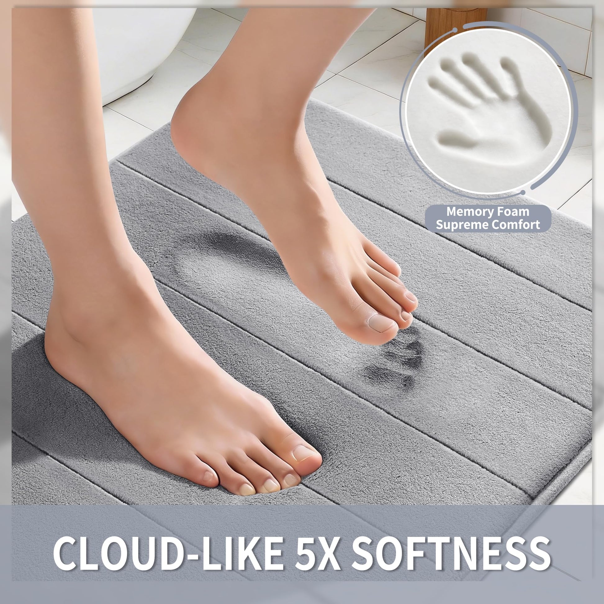 Yimobra Memory Foam Bath Mat, Super Soft Absorbent Bathroom Rug Non Slip, Quick Dry, Machine